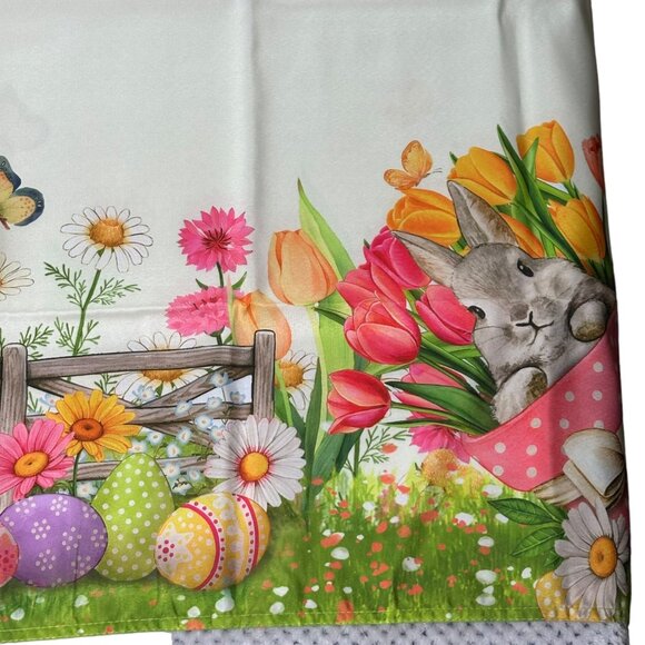Easter Dining Tablecloth Spring Bunny Tulip Garden Egg Basket Butterflies Decor - Picture 9 of 12